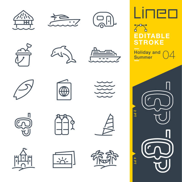 Lineo Editable Stroke - Holiday and Summer line icons Vector Icons - Adjust stroke weight - Expand to any size - Change to any colour sandcastle structure stock illustrations