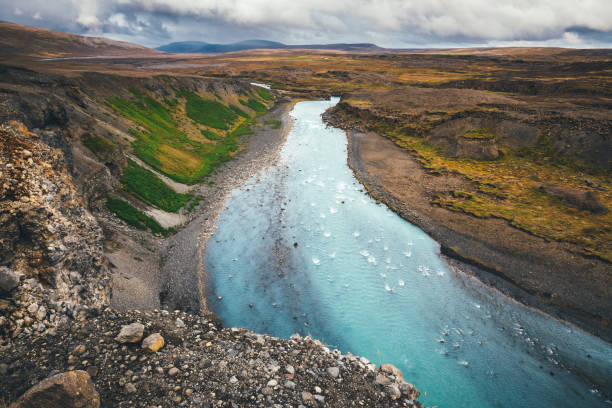 Majestic landscape with Skjalfandafljot river in north Iceland.