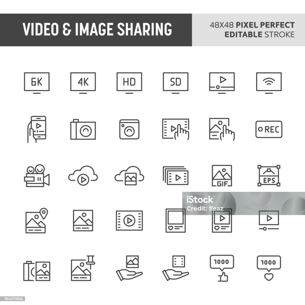 Vídeo &amp; imagem ícone de compartilhamento do conjunto - Vetor de Ícone de Computador royalty-free