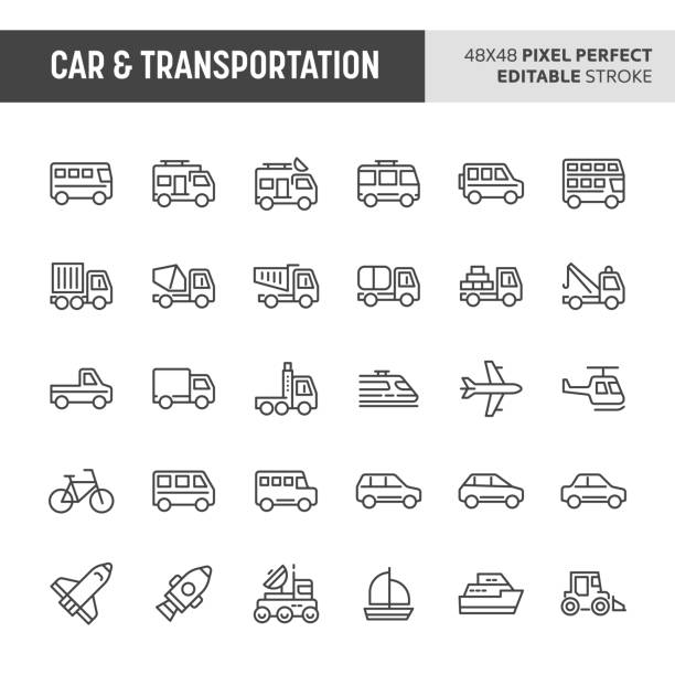 auto & transport iconset - airplane sea passage travel commercial airplane stock-grafiken, -clipart, -cartoons und -symbole