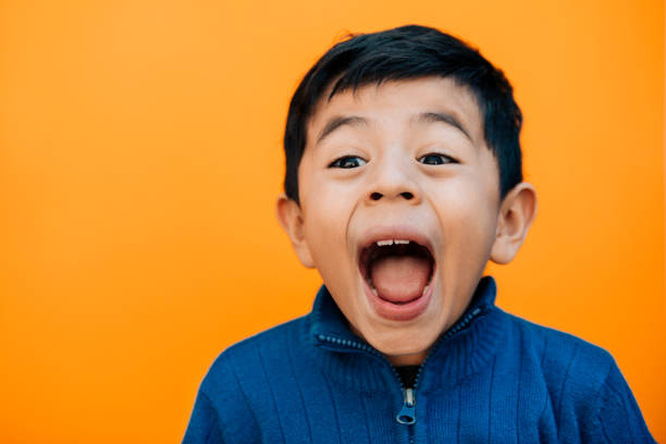 Little boy screaming with excitement