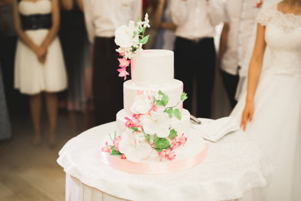 istock Bride and groom at wedding cutting the wedding cake 954277826