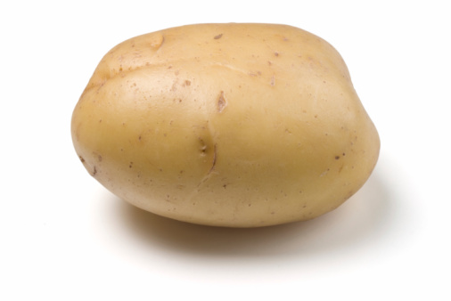 mini new jersey potatoes on white background