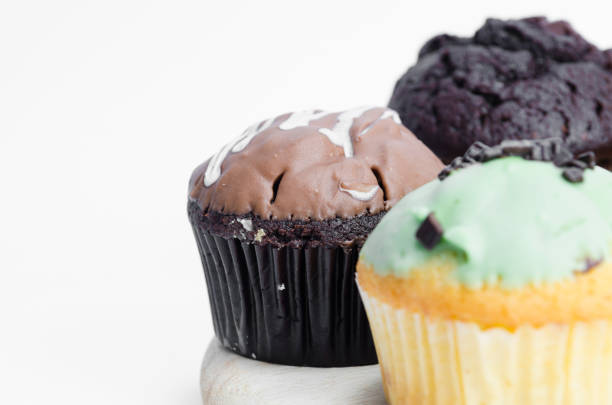 set of muffin cake isolated on white