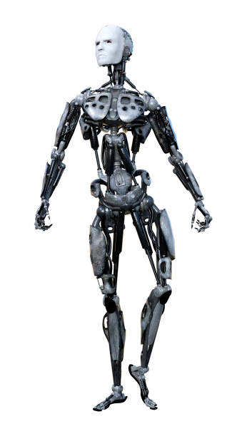 istock 3D illustration male robot on white 954290328