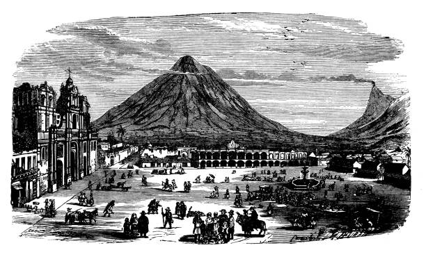 Antique engraving illustration: Guatemala La Antigua