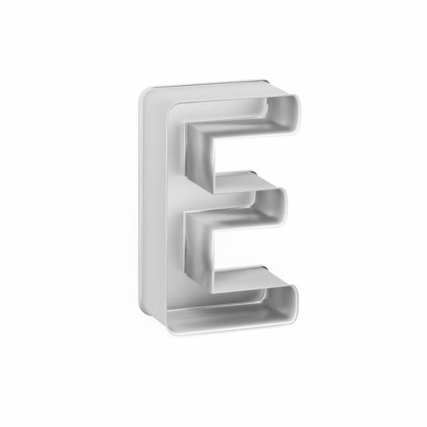 istock Metal baking cake pan or cookie cutter like capital letter E on white background, 3D rendered 954290946