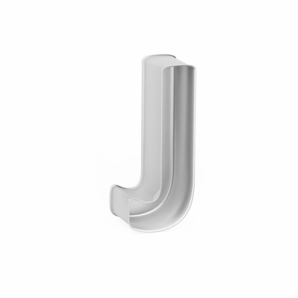 金属焼成ケーキ パンやクッキー カッター大文字 j 白い背景、3 d のようなレンダリング - letter j alphabet metal three dimensional shape ストックフォトと画像