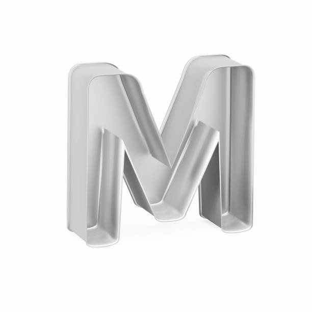 istock Metal baking cake pan or cookie cutter like capital letter M on white background, 3D rendered 954291000