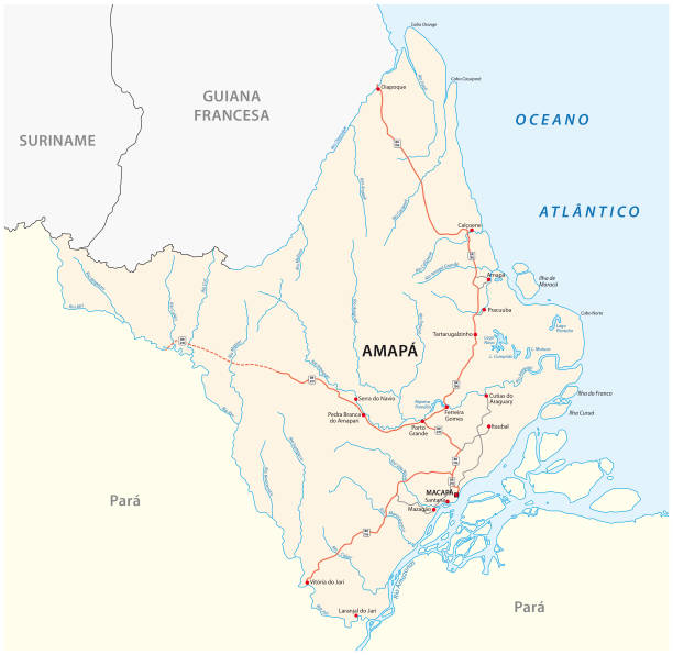 mapa drogowa stanu brazylii - amazonas state stock illustrations