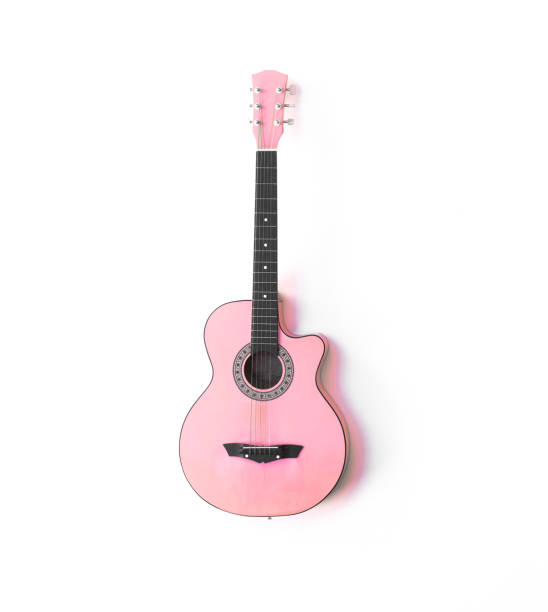 pink guitar isolated on white background pink guitar isolated on white background pink guitar stock pictures, royalty-free photos & images