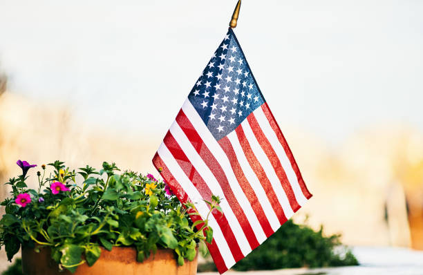 istock American flag surrounded by flowers 954306210