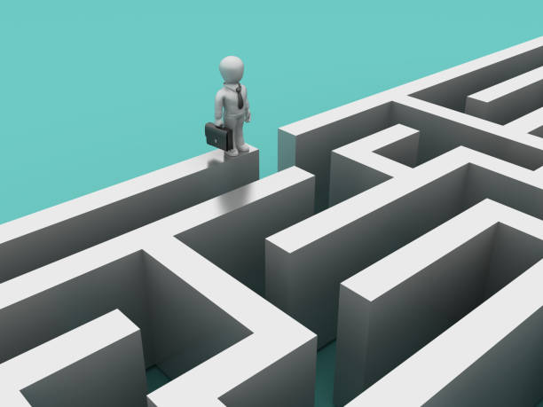 istock Maze with Business Character - 3D Rendering 954307532