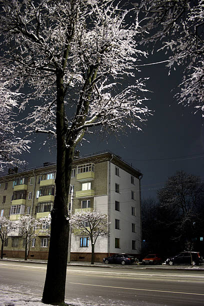 Winter Minsk by Night stock photo
