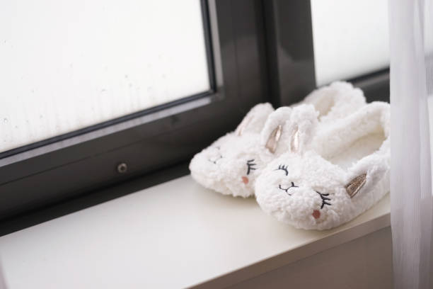 Cute slippers, white bunny fluffy slippers