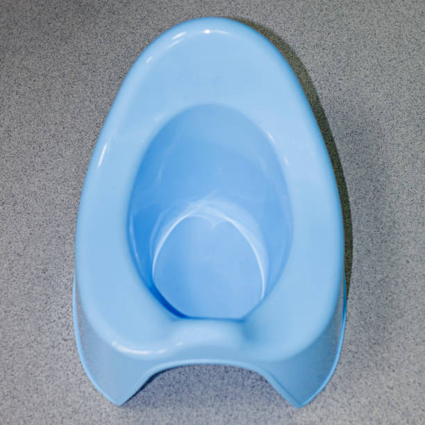 istock Blue baby pot on the grey floor 954314848