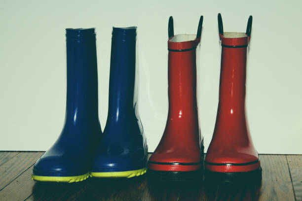 istock Brother's Rainboots on Hardwood Floor 954314934