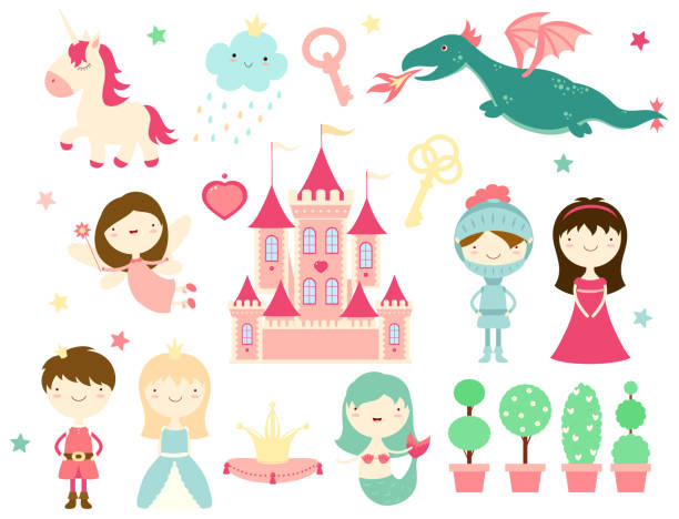 귀여운 동화 캐릭터의 컬렉션 - fairy tale stock illustrations