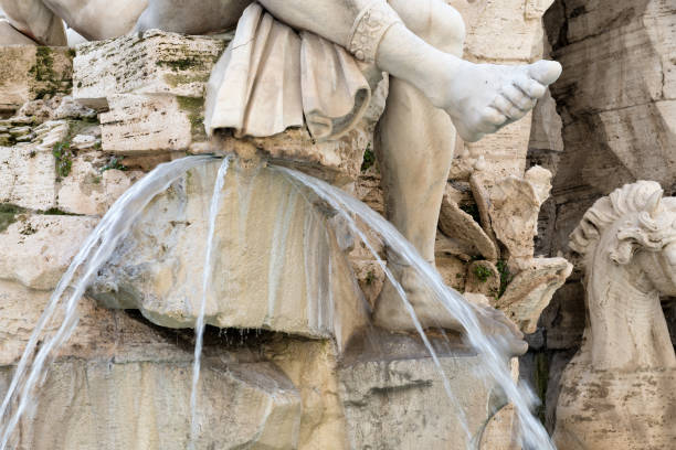 Fragment of Statue cropped in Bernini's Fountain, Piazza Navona, Rome Italy