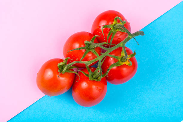 istock Branch of red tomatoes on bright background 954329104