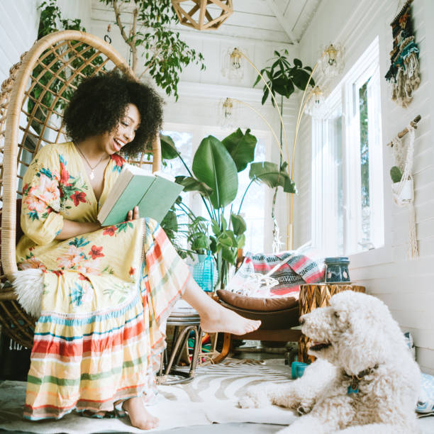 A Young Woman Relaxes in Her Modern Home
