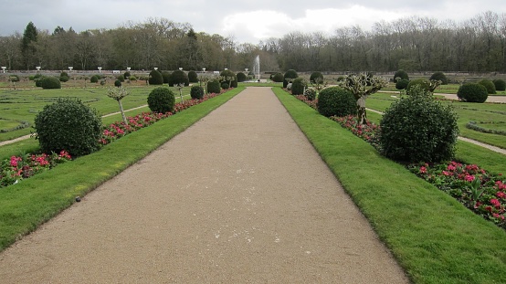 Path between the gardens of the Loire Valley