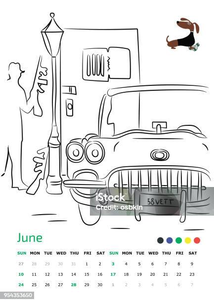 June 2018 Stock Illustration - Download Image Now - 2018, Animal, April