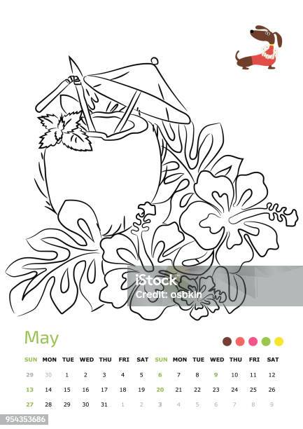 May 2018 Stock Illustration - Download Image Now - 2018, Animal, April