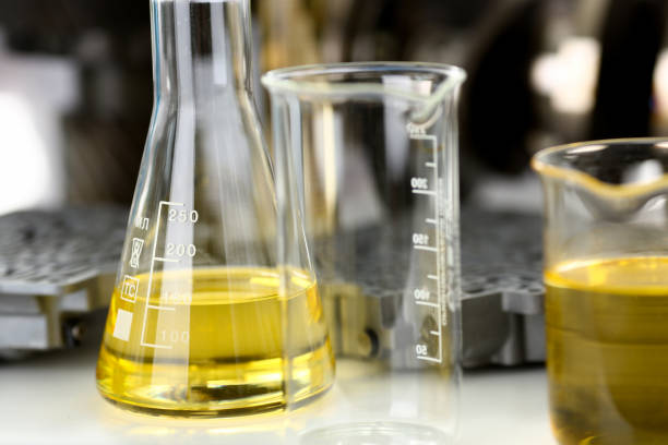 istock Test tube chemistry flask against background 954353784