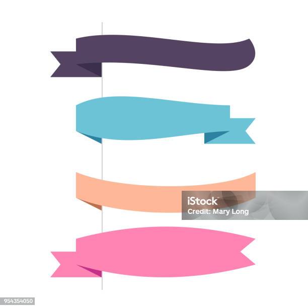 Horizontal Ribbon Header Set Of Decorative Colored Horizontal Ribbons Isolated On White Stock ...