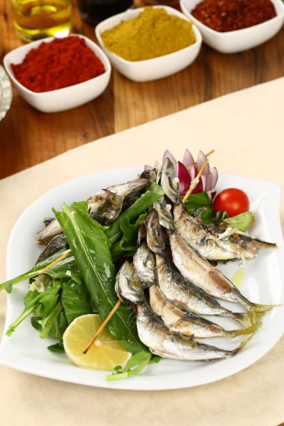 istock Horse mackerel fish grilled with skewers 954362714