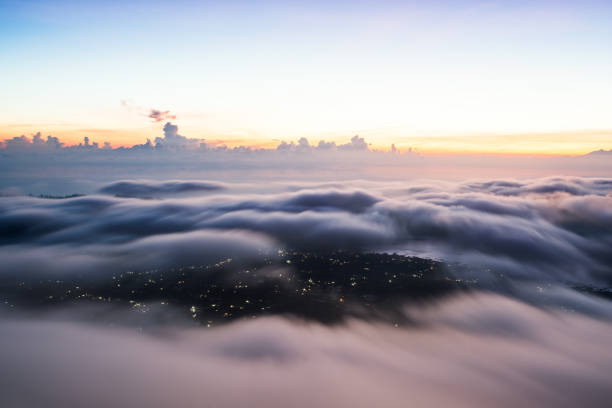 above the city