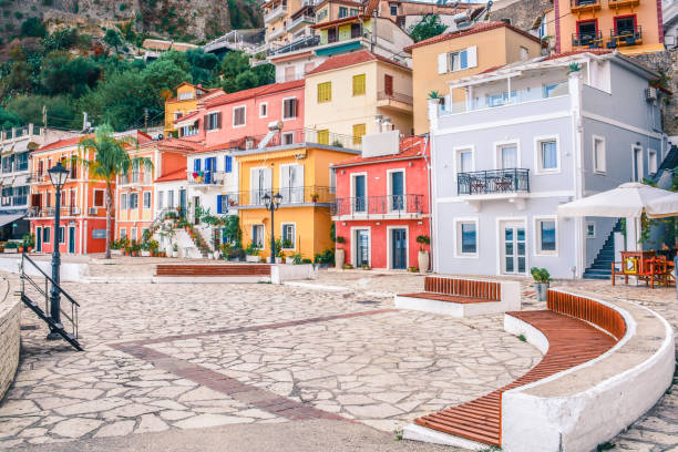 Parga town Parga, town in Greece, colorful traditional houses in town square. parga greece stock pictures, royalty-free photos & images