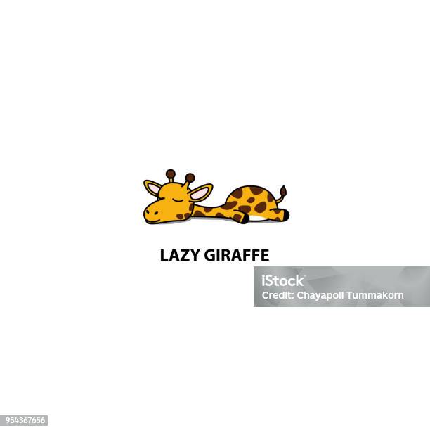 Lazy Giraffe Sleeping Icon Logo Design Vector Illustration Stock Illustration - Download Image Now