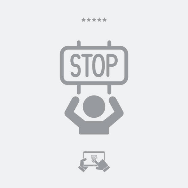 Protest for the stop Flat and isolated vector eps illustration icon with minimal and modern design stopover stock illustrations