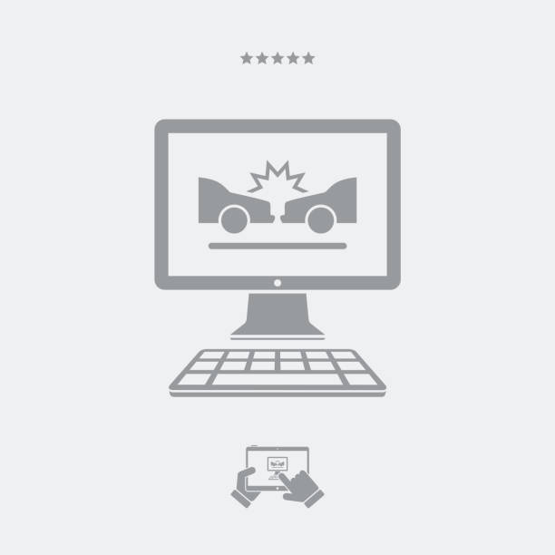 Car crash - Online assistance service Flat and isolated vector eps illustration icon with minimal and modern design succor stock illustrations