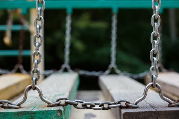 Empty old lonely chain swing in the park