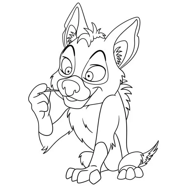 Vector illustration of Coloring page of cartoon wolf