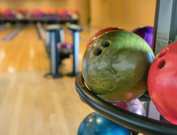 istock Close up of bowling balls on rack 954411476
