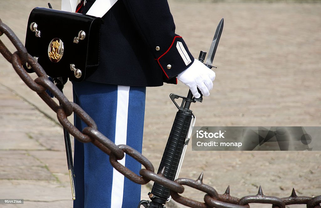 Dietro la vecchia guardia a catena - Foto stock royalty-free di Adulto