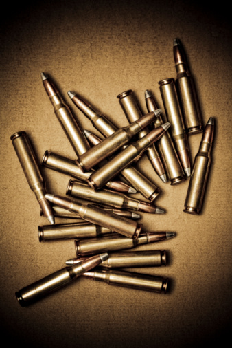 Cartridges 7.62x39mm and 7. 62x54r, close-up photo. High quality photo