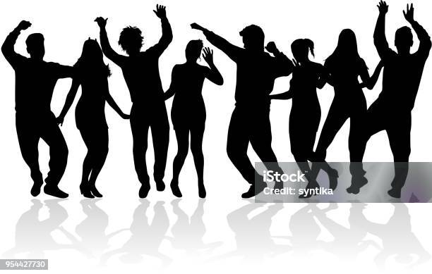 Dancing People Silhouettes Vector Work Stock Illustration - Download Image Now - In Silhouette, Dancing, People