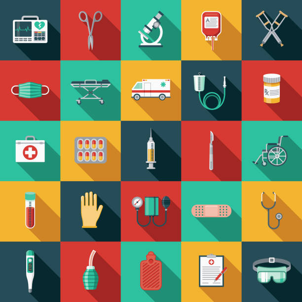 Medical Supplies Flat Design Icon Set with Side Shadow vector art illustration