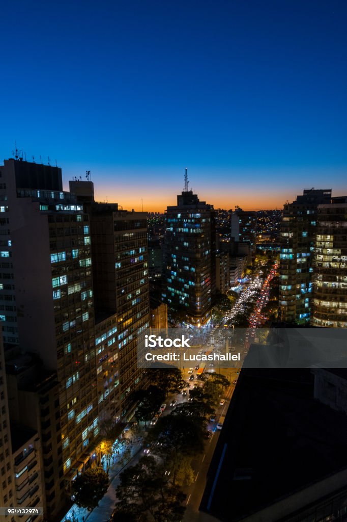 Top view of Praça Sete de Setembro /Belo Horizonte View of Sete de Setembro Square in Belo Horizonte Belo Horizonte Stock Photo