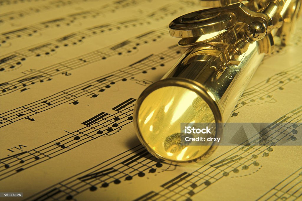 Gold Querflöte-Musik-Konzept Hintergrund - Lizenzfrei Aufführung Stock-Foto