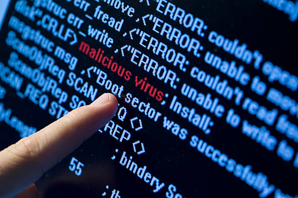 Virus in program code stock photo