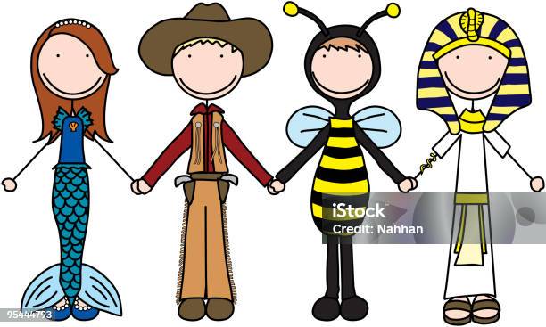 Glückliche Kinder Stock Vektor Art und mehr Bilder von Bienenkostüm - Bienenkostüm, Cowboy, Cowboyhut