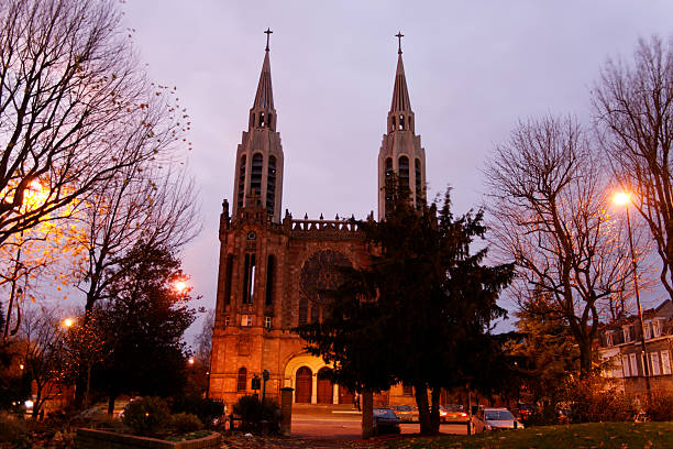 Gothic church at night stock photo