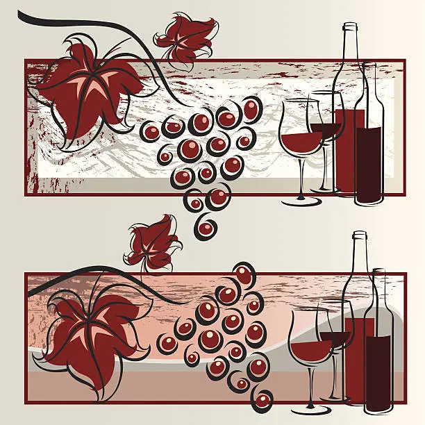 Vector illustration of Wine and Grapes