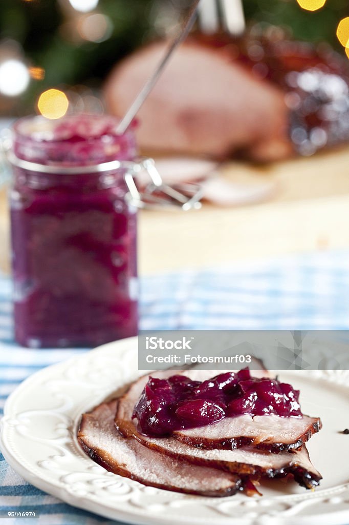 Glazed ham with cranberry relish  Appetizer Stock Photo